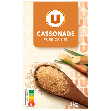 U Sucre poudre cassonade, étui bec verseur, 1kg