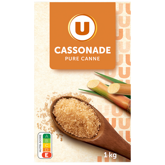 U Sucre poudre cassonade, étui bec verseur, 1kg