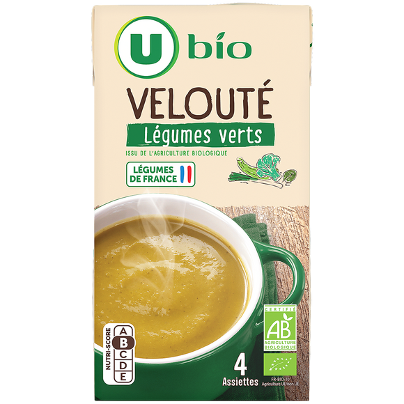 U BIO Soupe Velouté de légumes verts bio, 1L