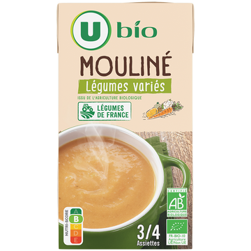 U BIO Soupe Mouliné légumes variés brique de 1 litre