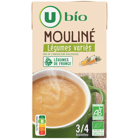 U BIO Soupe Mouliné légumes variés brique de 1 litre