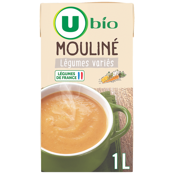 U BIO Soupe Mouliné légumes variés brique de 1 litre