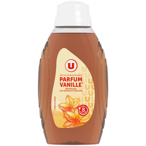 U Mèche désodorisante 2 en 1 parfum vanille flacon de 375ml