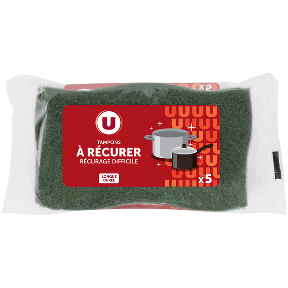 U Tampons à récurer verts pour surfaces difficiles  x5