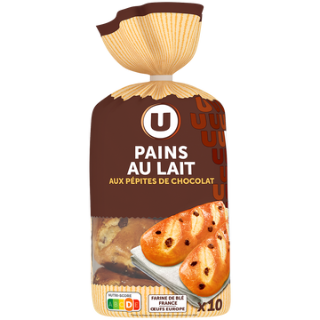 U Pains au lait aux pépites de chocolat au lait  10x350g
