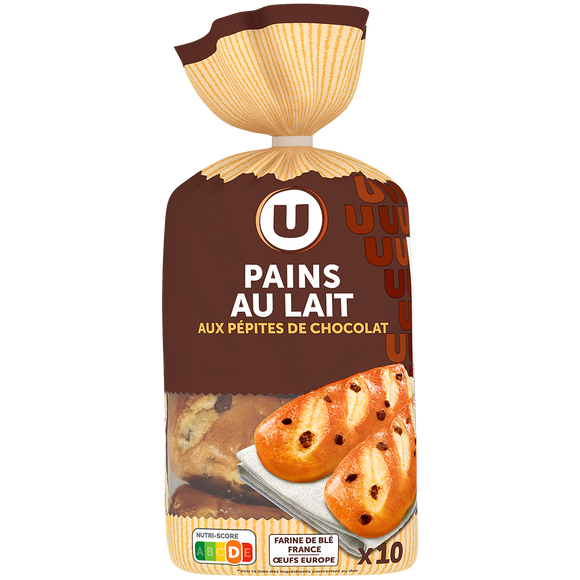 U Pains au lait aux pépites de chocolat au lait  10x350g