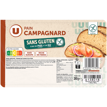 U SANS GLUTEN Pain campagnard sans gluten 260g