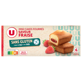 U SANS GLUTEN Cakes fourrés saveur fraises sans gluten 210g