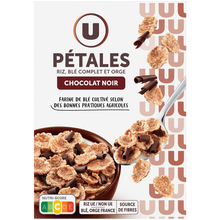 U Céréales Pétales de riz et de blé orge chocolat noir 550g