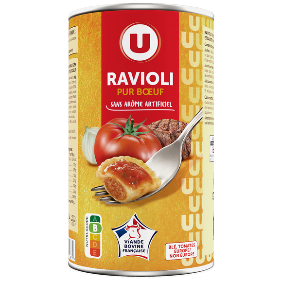 U Ravioli pur boeuf 7,5% Boîte de 1,2kg