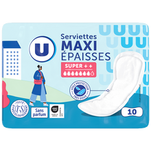 U Serviettes hygiéniques épaisses super ++ x10