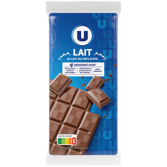 U Chocolat au lait alpin  3 Tablettes de 100g, 300g