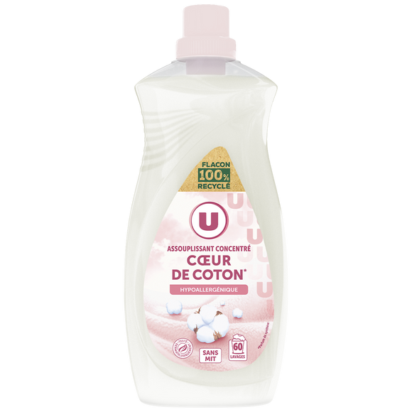 U Adoucissant concentré coeur de coton 60 lavages, 1,5L