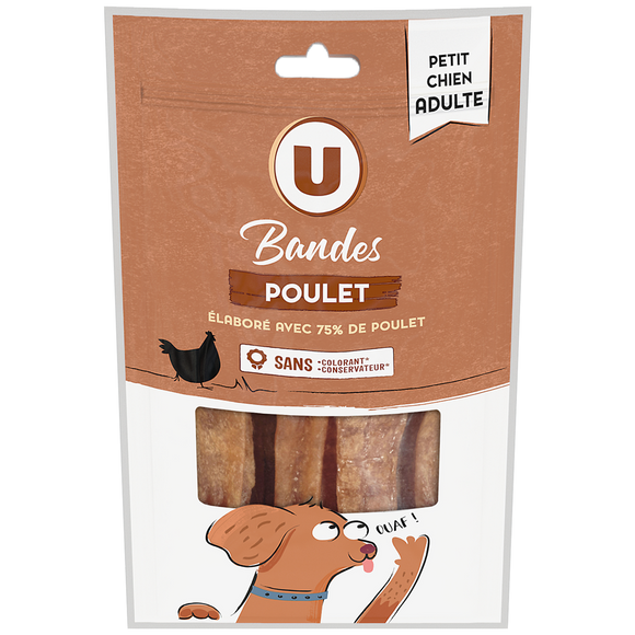 U Friandises Bandes de poulet pour mini chien 80g