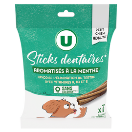 U Friandises Sticks dentaires pour chien mini adulte aromatisé à la menthe 7 unités, 110g