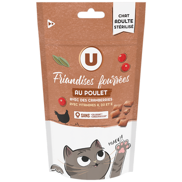 U Friandises pour chat stérilisé, fourrées au poulet - 60g