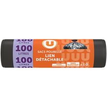 U Sacs poubelle 100% recyclé lien classique - 100L - x10