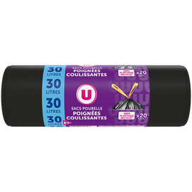 U Sacs poubelle 100% recyclé coulissants,  20 x 30 litres