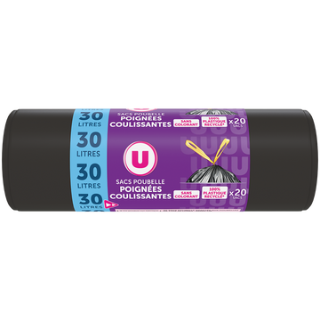 U Sacs poubelle 100% recyclé coulissants - 30L - x20