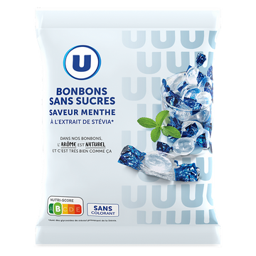 U Bonbons menthe sans sucres aux extraits de stévia  120g