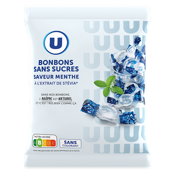U Bonbons menthe sans sucres aux extraits de stévia  120g