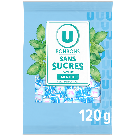 U Bonbons menthe sans sucres aux extraits de stévia 120g
