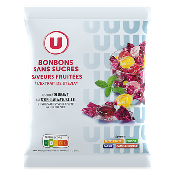 U Bonbons fruits stévia sans sucre  120g