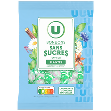 U Bonbons aux plantes et à l'extrait de stevia sans sucre sachet de 120g