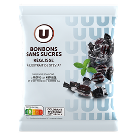 U Bonbons à la réglisse sans sucre stevia  sachet de 120g