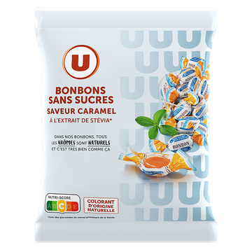 U Bonbons sans sucre saveur caramel stevia  120g
