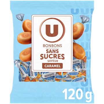 U Bonbons sans sucre saveur caramel stevia 120g