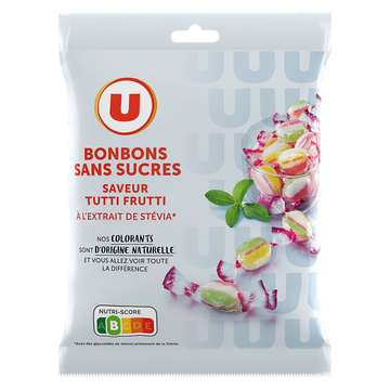 U Bonbons Tutti frutti sans sucres à l'extrait de stévia 120g