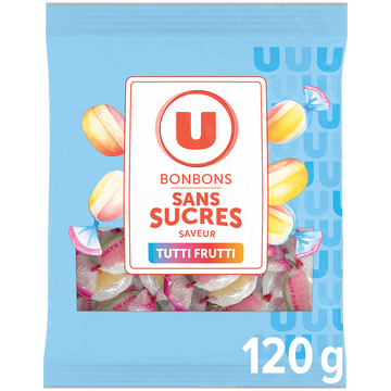 U Bonbons Tutti frutti sans sucres à l'extrait de stévia 120g