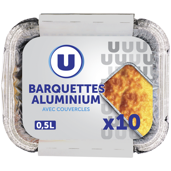 U Barquettes profondes en aluminium empilables 0,5l, x10