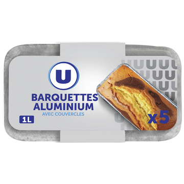 U Barquettes profondes en aluminium empilables x5, 1l