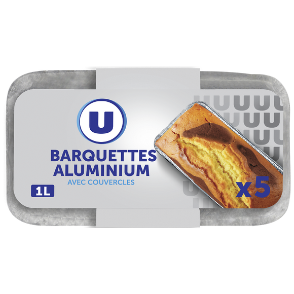 U Barquettes profondes en aluminium empilables x5, 1l
