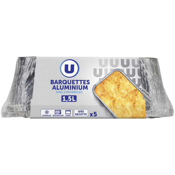 U Barquettes profondes en aluminium empilables  1,5l, x5