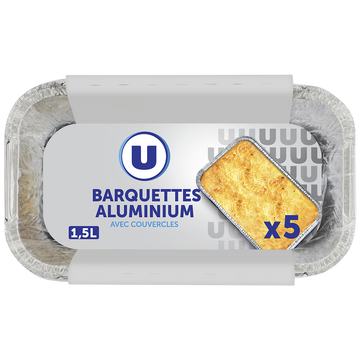 U Barquettes profondes en aluminium empilables 1,5l, x5