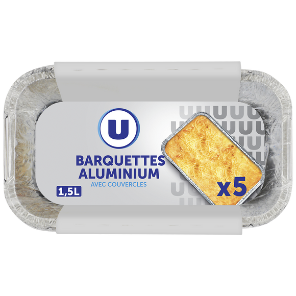 U Barquettes profondes en aluminium empilables 1,5l, x5