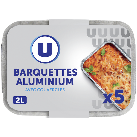 U Barquettes profondes en aluminium empilables x5, 2l