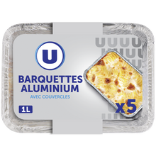 U Barquettes plates en aluminium empilables x5, 1l