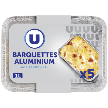 U Barquettes plates en aluminium empilables x5, 1l