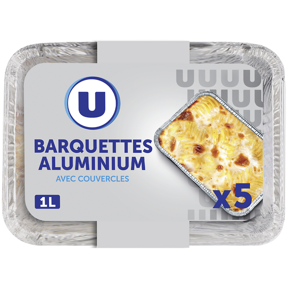 U Barquettes plates en aluminium empilables x5, 1l