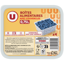 U Boîtes plastiques micro onde,  4x0,75 litres