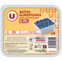 U Boîtes plastiques micro onde, 4x0,75 litres
