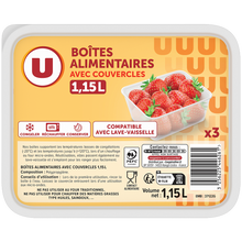 U Boîtes plastiques micro-ondes 3x1,15 litres