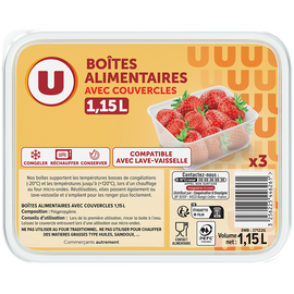 U Boîtes plastiques micro-ondes 3x1,15 litres