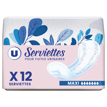 U Serviettes incontinence maxi x12