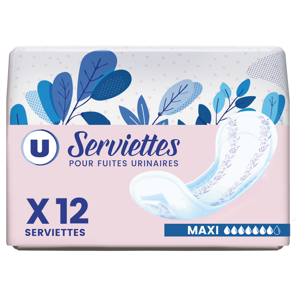 U Serviettes incontinence maxi x12