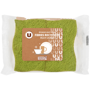 U Éponges grattantes en fibres recyclées toutes surfaces  x2